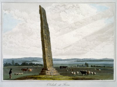 Obelisk at Forres, Moray, Scotland, 1821 by William Daniell