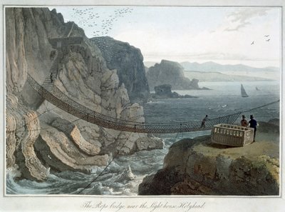 The Rope Bridge near the Lighthouse, Holyhead, Anglesey, Wales by William Daniell