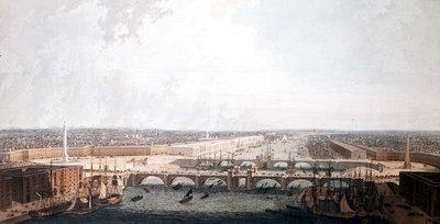 View of London with the Improvements of its Port and the double London Bridge. Submitted to the Select Committee of the House of Commons by William Daniel by William Daniell