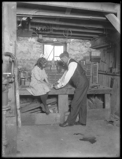 Frank P. Hassler and Mary Hassler in the Basement, Glen Ellyn by William Davis Hassler