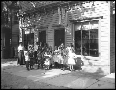 Group of Children Posed Outside the Whitestone Branch of the Queens Borough Public Library, c.1912 by William Davis Hassler