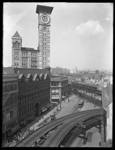 High-angle View of the Intersection of Flatbush Avenue and Fulton Street, Brooklyn, New York by William Davis Hassler
