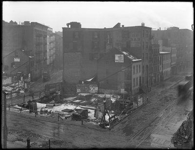 High-angle view of the intersections of Downing Street, West Houston Street, and Varick Street, New York City by William Davis Hassler