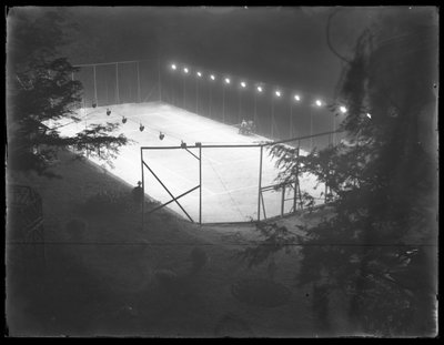 High Angle View of an Unidentified Clay Tennis Court at Night, undated, July 1915 by William Davis Hassler