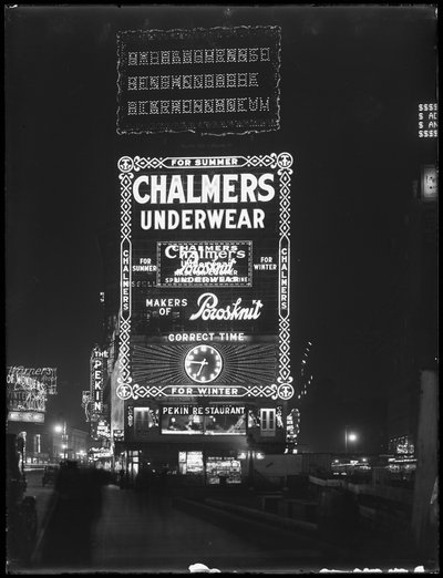 Illuminated Sign for Chalmers Underwear, New York City, January 6, 1917 by William Davis Hassler