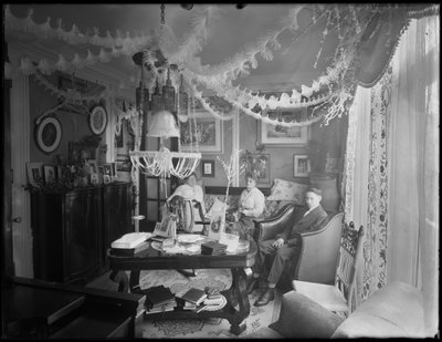 Interior of the Residence of Mr. and Mrs. William Mill Butler, Decorated for Christmas by William Davis Hassler