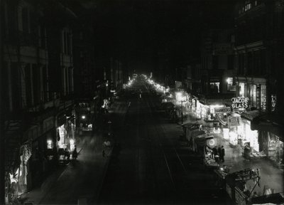 Night View of Grand Street at Orchard Street, NYC, 1917 by William Davis Hassler