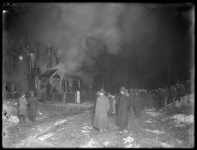 Prescott Cottage Fire at Night, Inwood Hill by William Davis Hassler