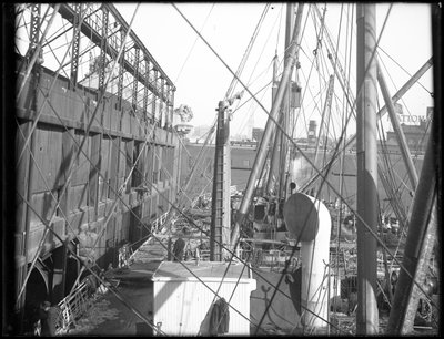R.M.S. Carpathia loading at Pier 54 N.R. by William Davis Hassler