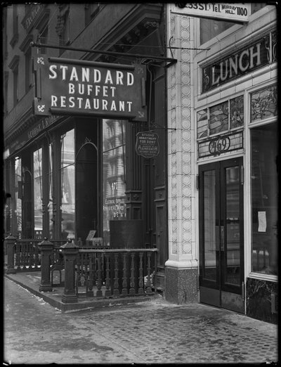 Sign for Standard Buffet Restaurant, Fourth Avenue between E. 31st and 32nd Streets, New York City, February 6, 1917 by William Davis Hassler