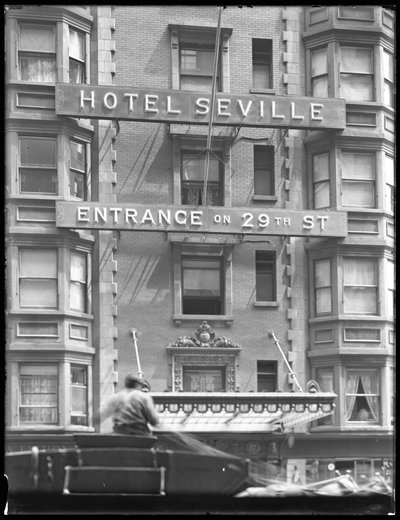 Sign for the Hotel Sevillle on 29th Street, New York City, July 29, 1916 by William Davis Hassler