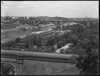 The Washington Bridge, High Bridge, and Washington Heights viewed from the Bronx, July 19, 1914 by William Davis Hassler