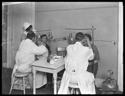 Two patients being examined, Examining room #2, Seton Hospital, Spuyten Duyvil, Bronx, October 30, 1914 by William Davis Hassler