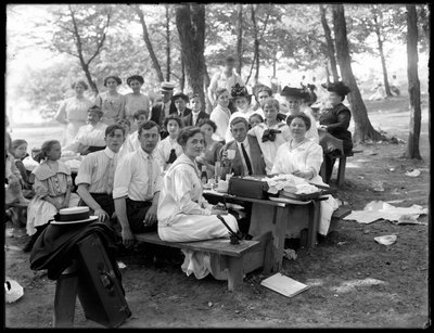 Unidentified informal group portrait at a picnic, c.1910 by William Davis Hassler