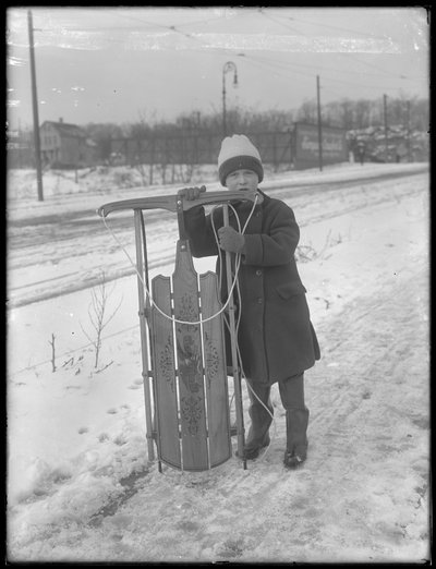 William Gray Hassler with His New Sled by William Davis Hassler