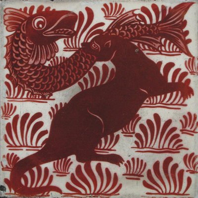 Mystical Beast Attacking a Fish by William de Morgan