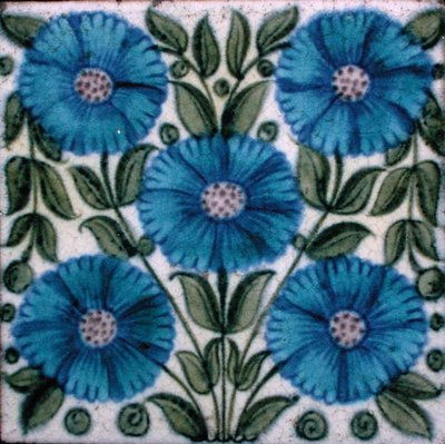 Tile with Persian Style Floral Design by William de Morgan