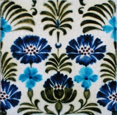Tile with Persian Style Floral Design by William de Morgan
