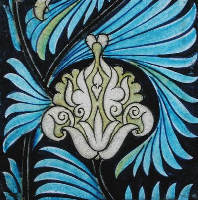 Tile with Persian Style Floral Design by William de Morgan