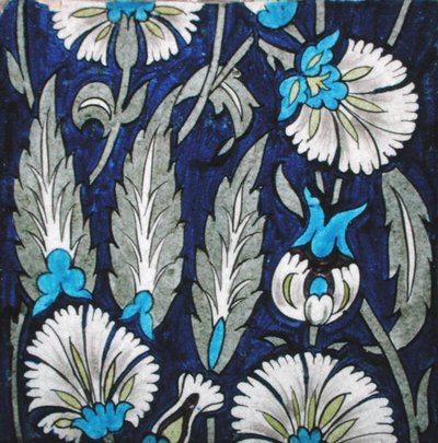 Tile with floral design by William de Morgan