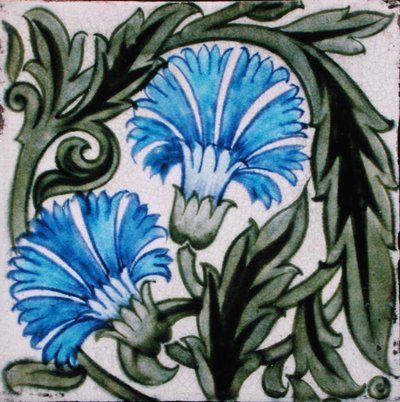 Tile with floral design by William de Morgan