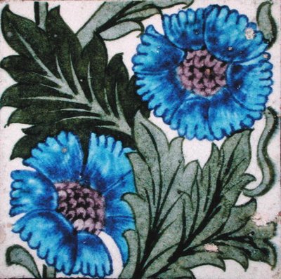 Tile with floral design by William de Morgan