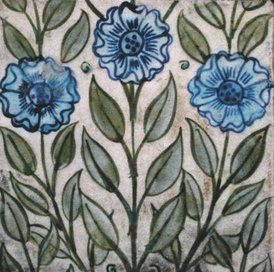 Tile with Stylised Floral Design by William de Morgan