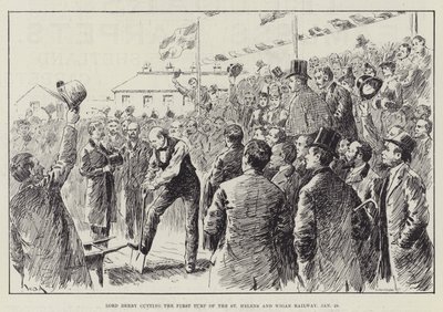 Lord Derby cutting the First Turf of the St Helens and Wigan Railway, 28 January by William Douglas Almond