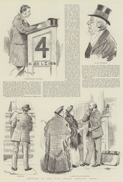 Sketches at the Will Office, Somerset House by William Douglas Almond