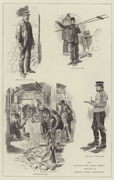 The Salvation Army Social Scheme, Sketches in Hanbury Street, Whitechapel by William Douglas Almond