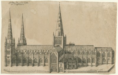Lichfield Cathedral - South View by William Dugdale