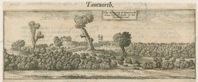 Tamworth - Panorama: copper-plate engraving by William Dugdale