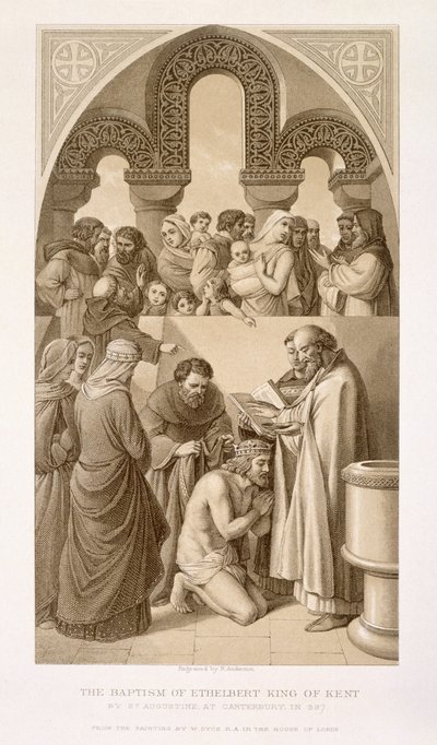 The Baptism of King Ethelbert (c.552-616) of Kent by St. Augustine at Canterbury in 597, from 