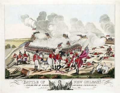 Battle of New Orleans and Death of Major General Packenham on the 8th of January 1815, pub. 1815 by William Edward (after) West