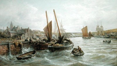 Fishing Boats in Peel Harbour, Isle of Man by William Edward Webb