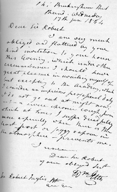 A Letter from William Etty, 17 January 1844 by William Etty
