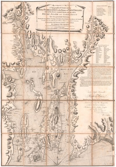A Topographical Chart of Rhode Island by William Faden