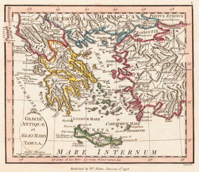 Ancient Greece. Aegean Sea. Asia Minor. Map. by William Faden