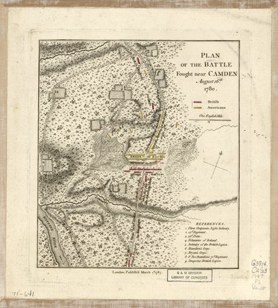 Plan of the Battle Fought Near Camden, August 16th by William Faden