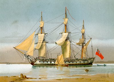 A Royal Navy 42 gun frigate by William Frederick Mitchell