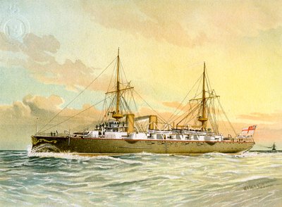 HMS Undaunted, Royal Navy 1st class cruiser by William Frederick Mitchell