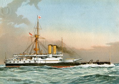 HMS Victoria, Royal Navy 1st Class Battleship by William Frederick Mitchell