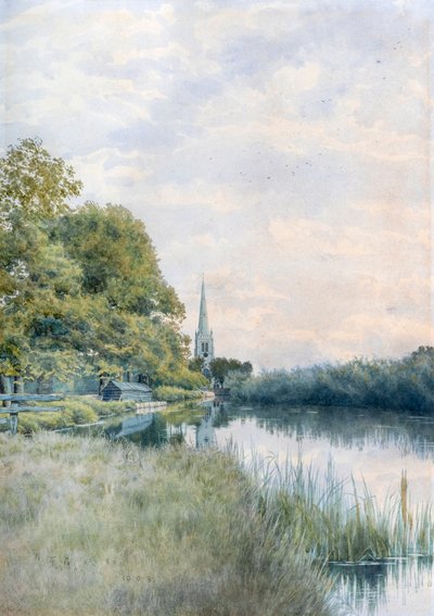 All Saints Church from the Towpath, Hemingford Grey by William Garden Fraser