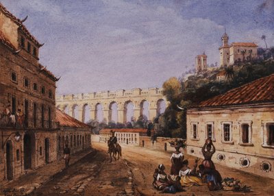 The Aqueduct and Convent of Sta Teresa, Matacavallos Street, Rio de Janeiro by William Gore Ouseley