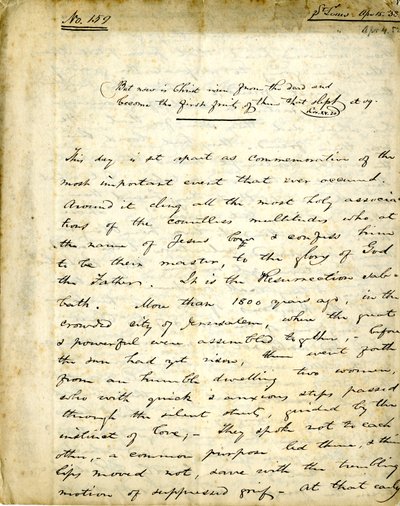 Manuscript of Sermon No. 159 by William Greenleaf Eliot, April 15, 1838 by William Greenleaf Eliot