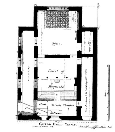 A Plan of Guildhall Chapel, King Street, Cheapside, London, 1819 by William Griggs