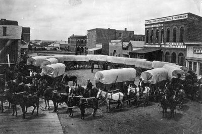 David Bruce Powers train of Leavenworth at Denver, 1868 by William Gunnison Chamberlain