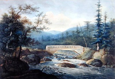 Covered Bridge across the Sacandaga River, Hadley, NY, c.1820 by William Guy Wall