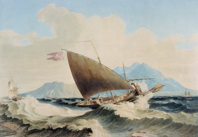 View of the Island of Lipari and a Maltese Speronare by William H. Burnett