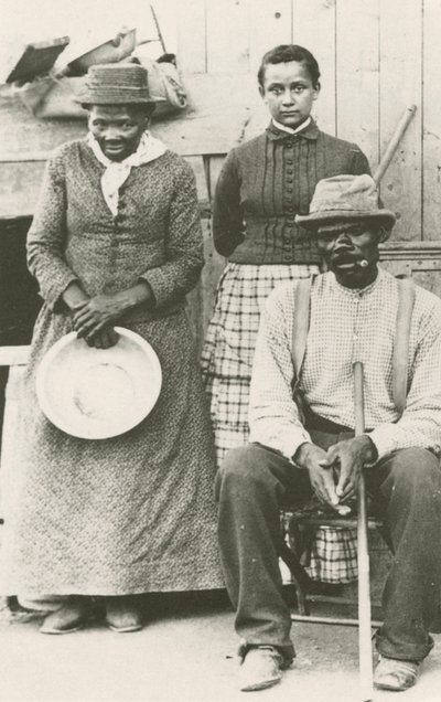 Postcard of Harriet Tubman, Nelson Davis, and Daughter Gertie by William Haight Cheney